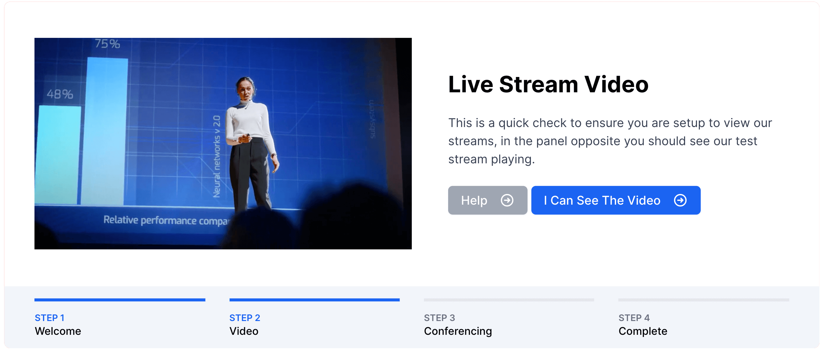 Pre-event testing tool screenshot